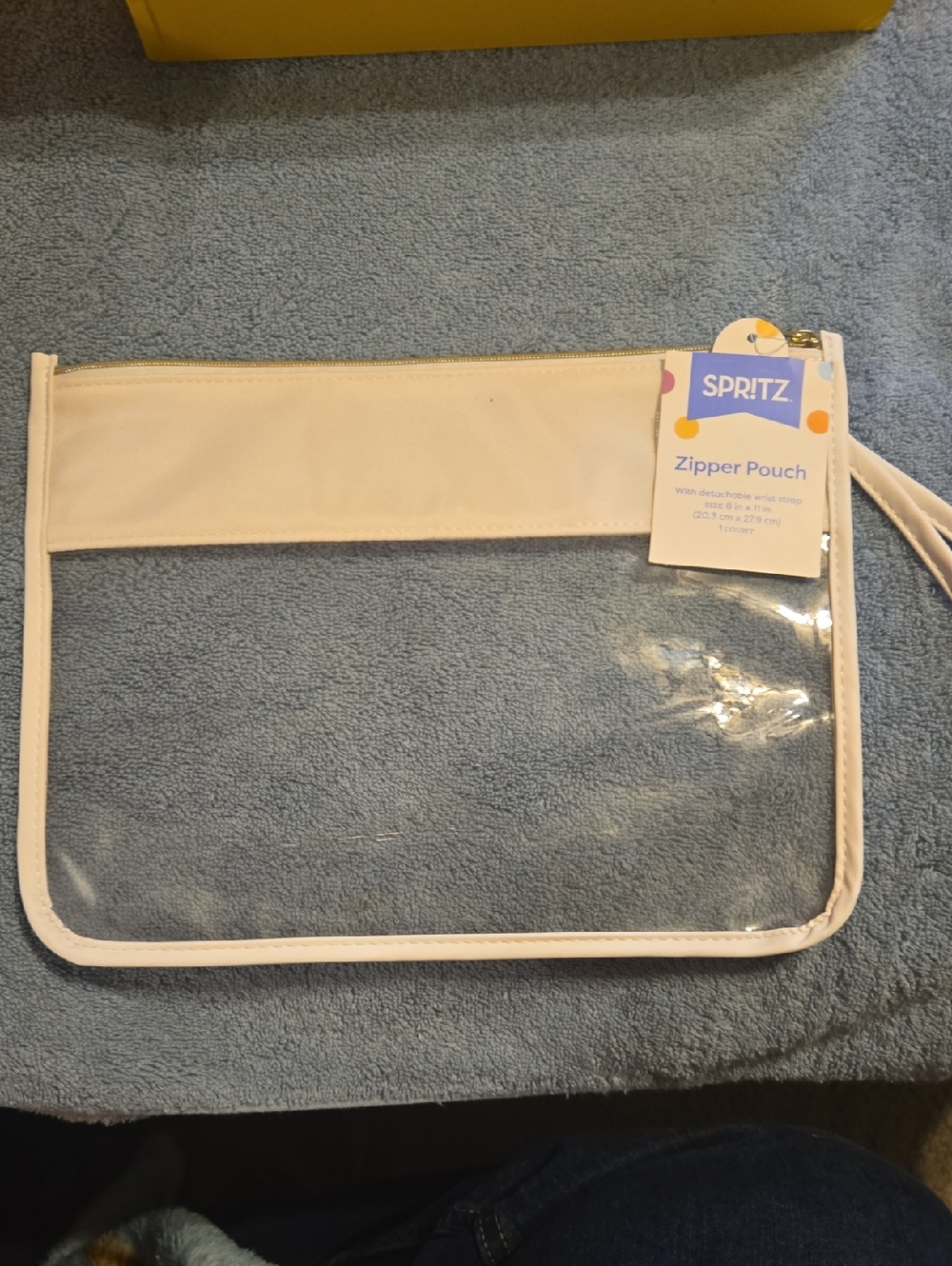 Spritz Clear Zipper Pouch with White Trim
